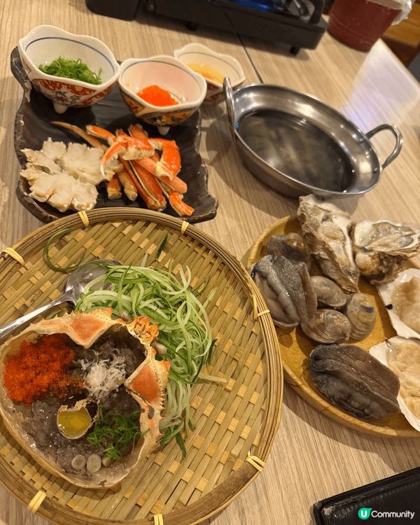 第一次來體驗有專人幫手燒的水產，老公請，超級期待。