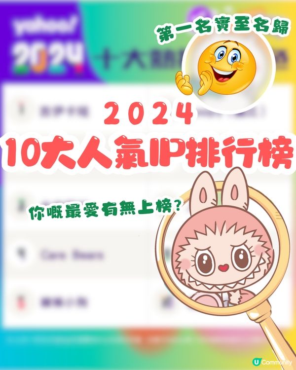 2024十大人氣IP排行榜🥇第一名實至名歸❓第十名居然係佢⁉️你嘅最愛有無上榜😍