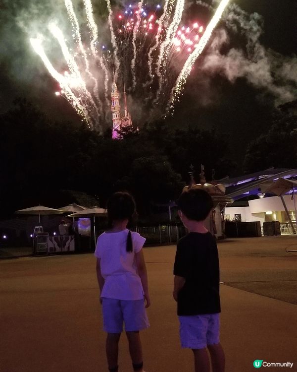 帶左2個小朋友去迪士尼睇煙花，我喜歡迪士尼是因為可以帶比小朋...