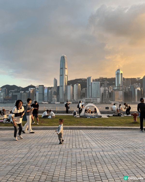 西九文化區有180度美麗維港景色，在藝術公園的草地可欣賞日落...