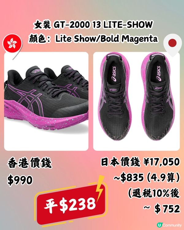 日本買ASICS運動鞋超抵🔥低至半價‼️即睇13款港日價錢對比