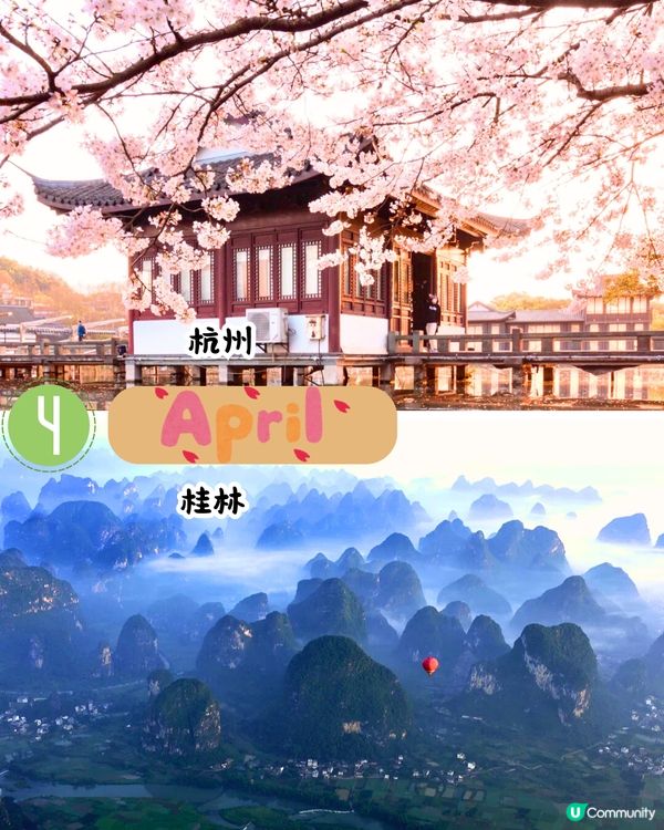 中國2025全年最佳旅遊月份/景點推介🗺️70萬株櫻花樹/夢幻極光/冰雪王國‼️