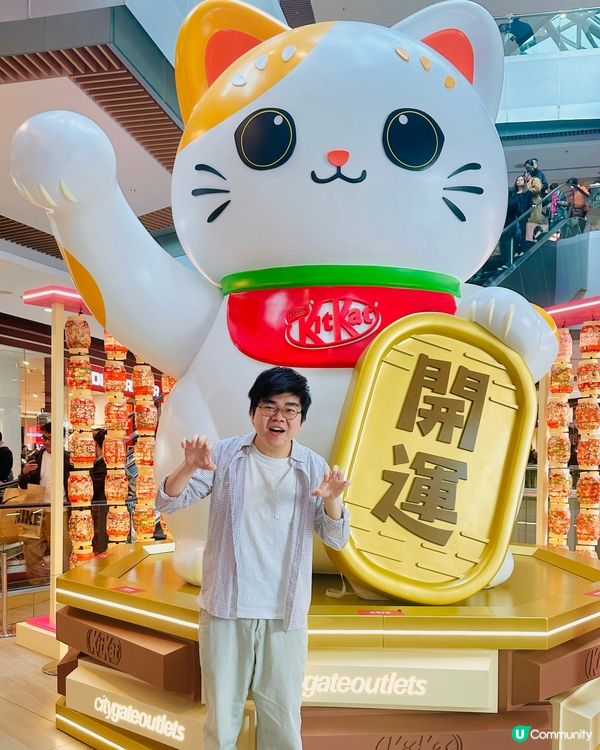 新年｢喵｣好運都有,見到呢個4米高開運招財貓,手手揮動咁可愛...