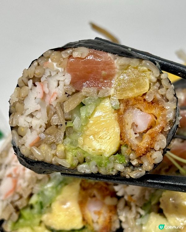 🇰🇷韓國必食！牛油果三文魚炸蝦紫菜包飯！餡料超多！超巨大！