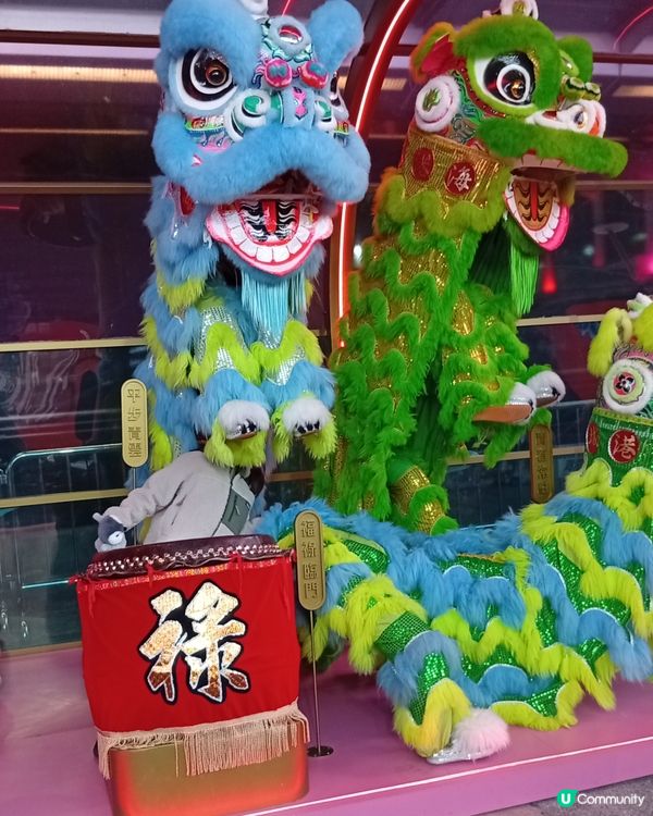  海港城醒獅長廊，彩獅鼓躍新年佈置！🎉🦁