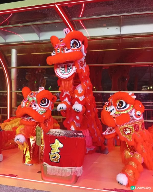  海港城醒獅長廊，彩獅鼓躍新年佈置！🎉🦁