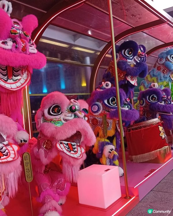  海港城醒獅長廊，彩獅鼓躍新年佈置！🎉🦁