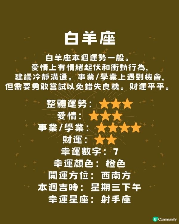 本週12星座運勢(3/2-9/2)🌟