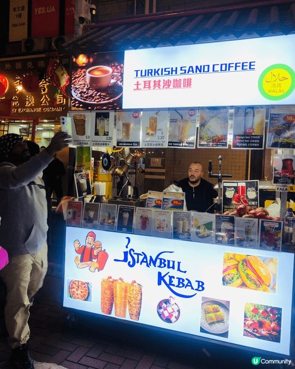 廟街有攪美食街，有人氣澳門豬肉乾，即燒$25超底，土耳其咖啡...