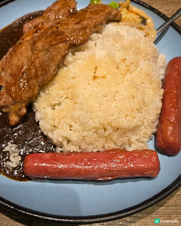 黑椒汁🐂牛扒雙腸飯