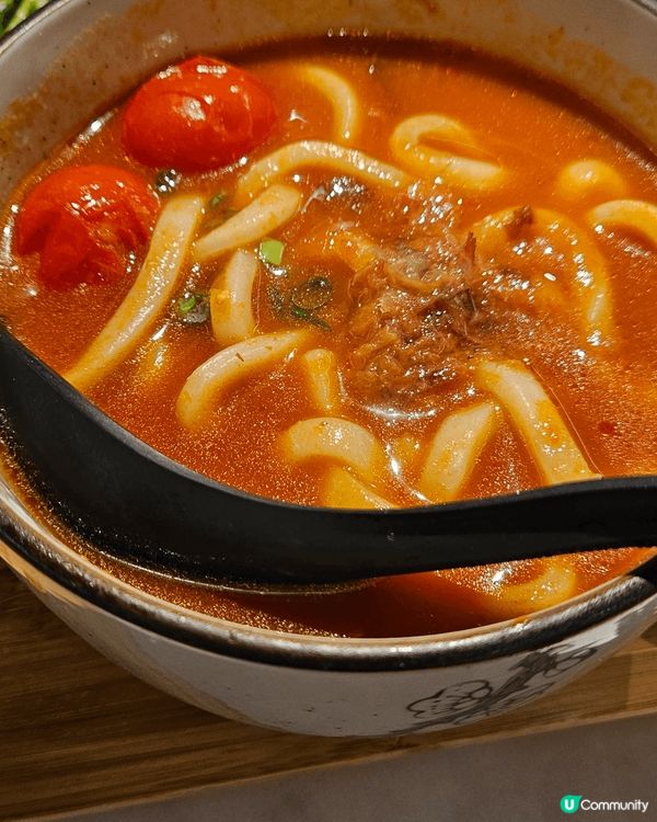 長沙灣廣場金味烏冬真係出品好靚蕃茄烏冬啲蕃茄味好好食雞扒香甜...