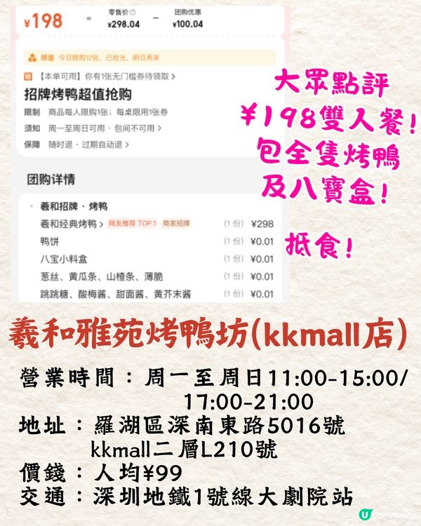 深圳片皮鴨5大必食推介🔥40年棗木燒製/魚子醬烤鴨/必吃榜第一💰最低¥79起
