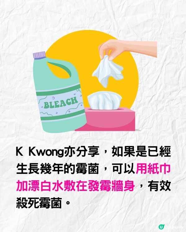 牆身發霉點處理❓教你1招最強除霉法💪梳打粉+白醋其實無用⁉️