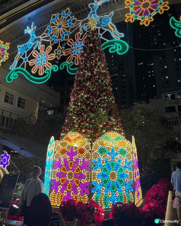呢棵巨型聖誕樹裝飾得色彩斑斕，無論白天定夜晚，都是打卡嘅熱門...
