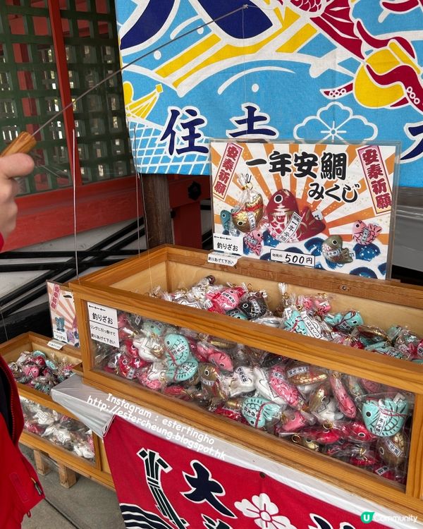 住吉大社💕先收集五大力護身石。釣綢魚御神籤。再去搵可愛招福貓