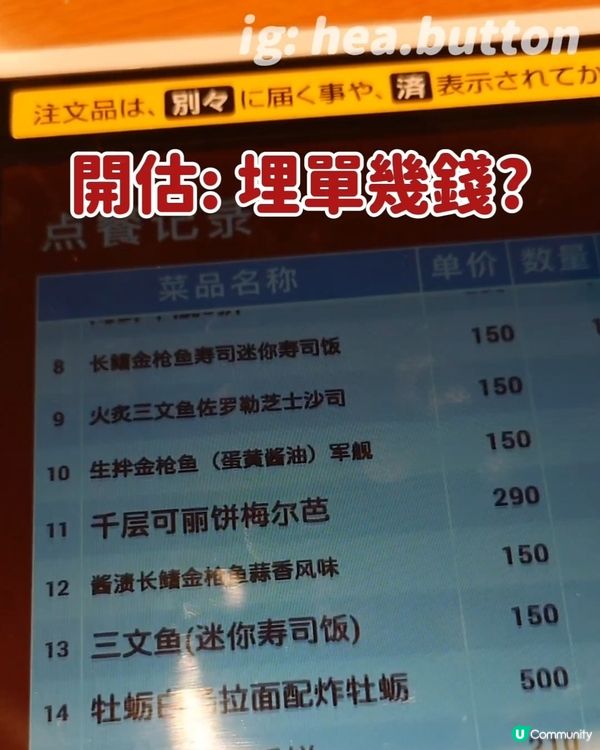 大阪壽司郎用餐：金額開估!!