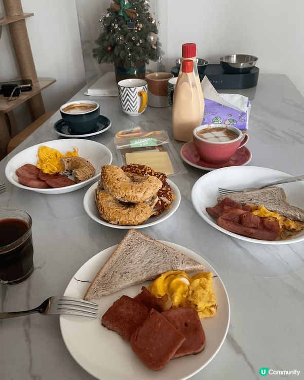 1) home made breakfast with co...