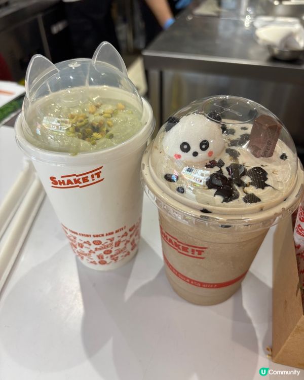 人氣奶昔窩夫店新品！珍珠奶茶奶昔🧋熊貓好可愛🐼