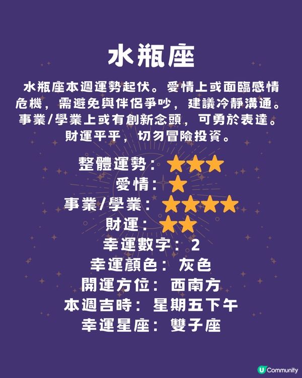 本週12星座運勢(10/3-16/3)🌟