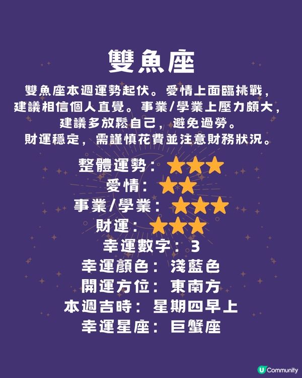 本週12星座運勢(10/3-16/3)🌟