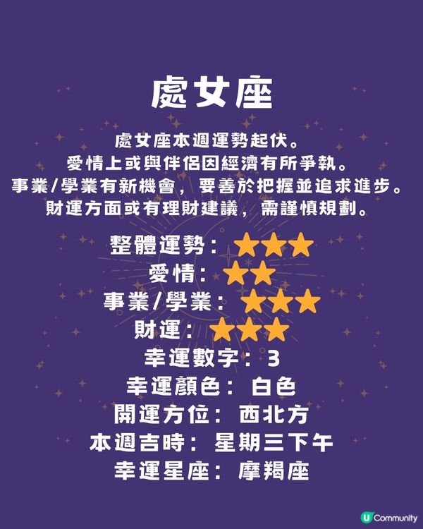 本週12星座運勢(10/3-16/3)🌟