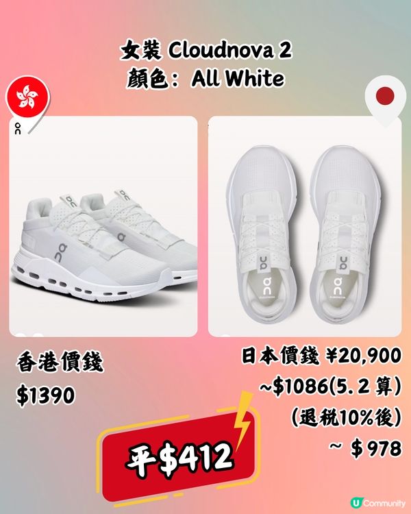 日本買On運動鞋超抵🔥13大經典百搭鞋款港日價錢對比👟附地址
