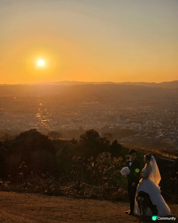 由日光影到日落的打卡相，在奈良的若草山頂，有著芒芒綠草和紅葉...