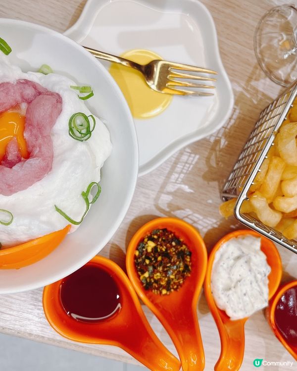 大角咀雞蛋主題餐廳！☁️雲朵蛋吞拿魚蓉拌飯＋黑松露薯條😋