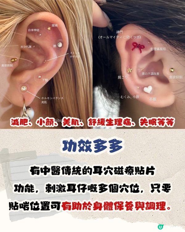 日本爆紅耳穴貼飾👂🏻🎀超多功效 ! 減肥/美肌/小顏‼️邊扮靚邊養生😍永野芽郁都用！