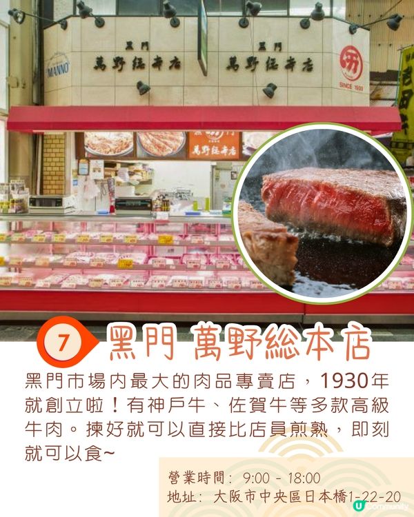 大阪黑門市場7大美食推介🛍️關西第一名豆漿/原個蜜瓜雪糕/即煎和牛🍧