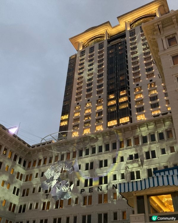 半島酒店的藝術作品及尖沙咀海旁的夜景