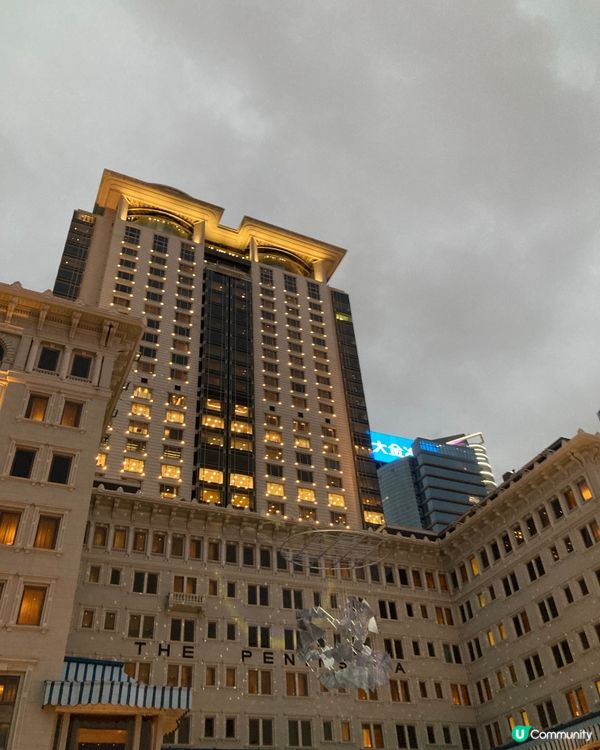 半島酒店的藝術作品及尖沙咀海旁的夜景