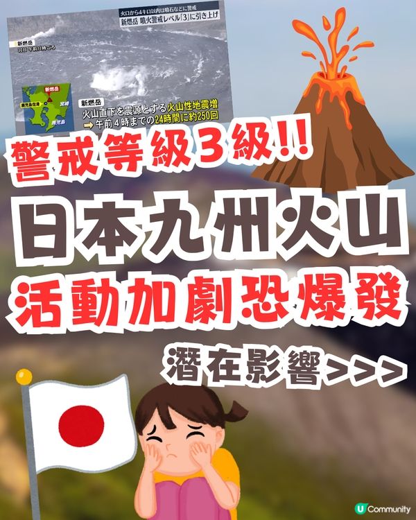 日本九州新燃岳火山活動加劇🔥警戒等級提升至3級😱自2018年首次⁉️