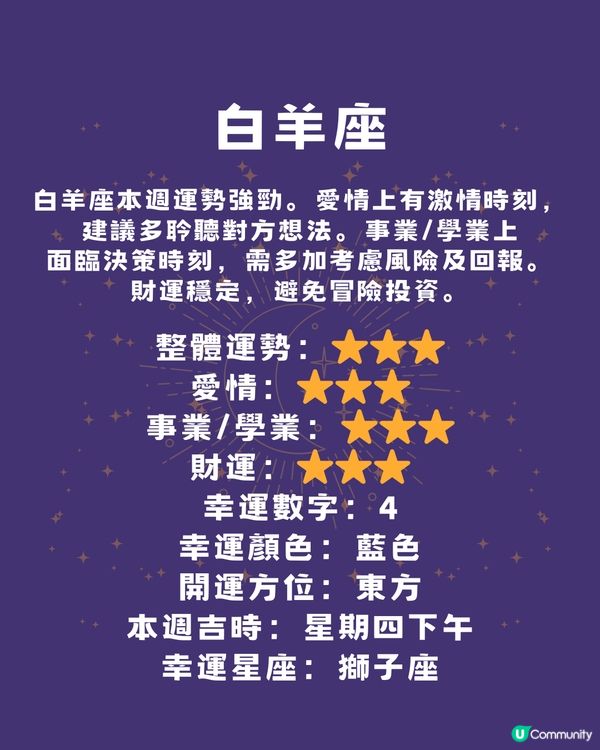 12星座本週運程(21/4-27/4)🌟