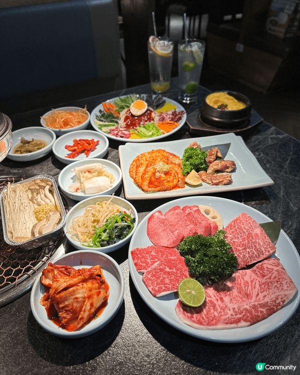 呢間嘅燒肉一向高質，前菜🈶泡菜、辣蘿蔔乾、尖椒、芽菜、菠菜等...