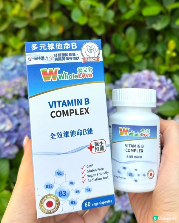 舒緩壓力，提升精神！Wholelove愛完全全效維他命B雜