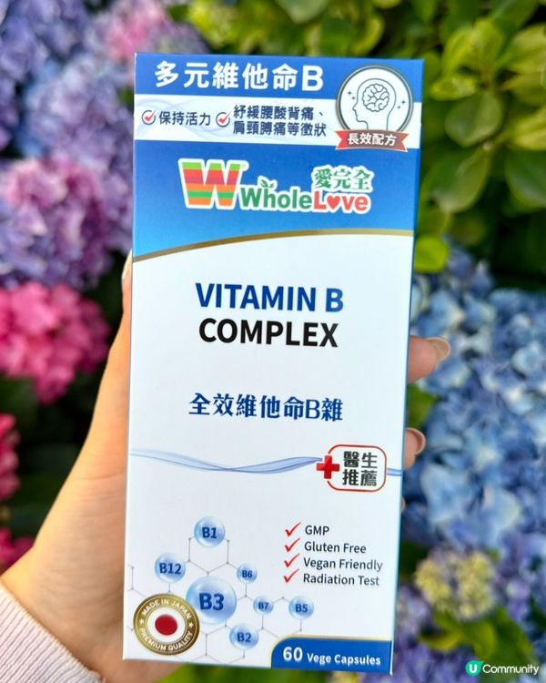 舒緩壓力，提升精神！Wholelove愛完全全效維他命B雜