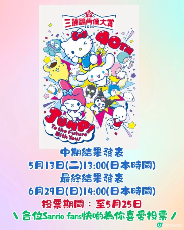Sanrio 2025人氣角色排名！初回投票戰況！目前香港第一位係佢？附投票連結🌈
