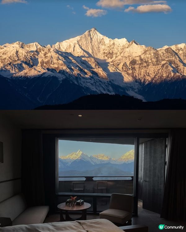 推窗即見梅里雪山🏔️ 民宿住落去就係神山