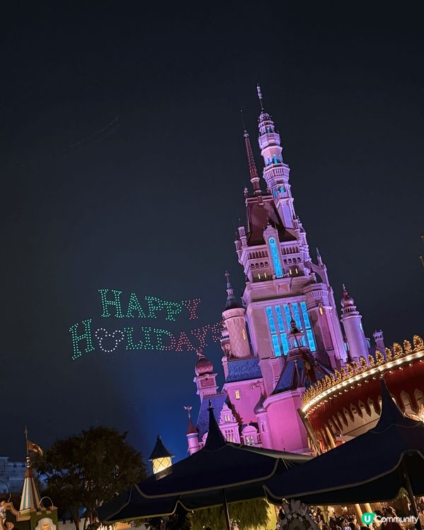 香港迪士尼嘅無人機表演真係好靚