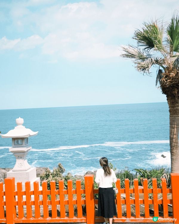 ⛩️鵜戶神宮是一座建在海邊懸崖的洞窟中的神社，海浪不斷地拍打...