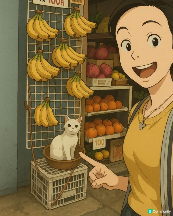 新蒲崗水果店貓貓🐱  吉卜力風格