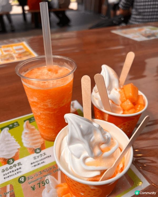 北海道富良野最出名嘅密瓜雪糕同埋粟米、pancake。