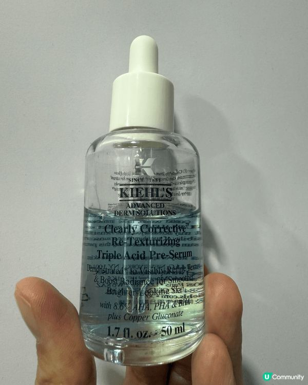 最新嘅Kiehl’s醫學三酸煥膚精華可以溫和去角質，改善痘痘...