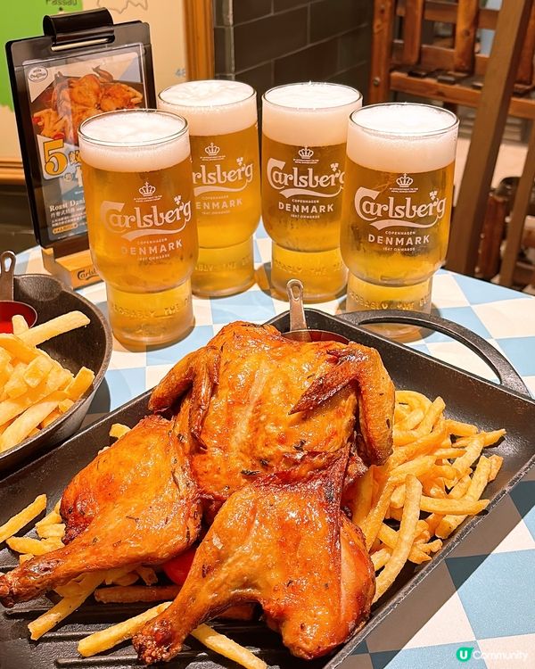 🎏大癲‼️$5有原隻丹麥式燒雞再加四杯啤酒😱