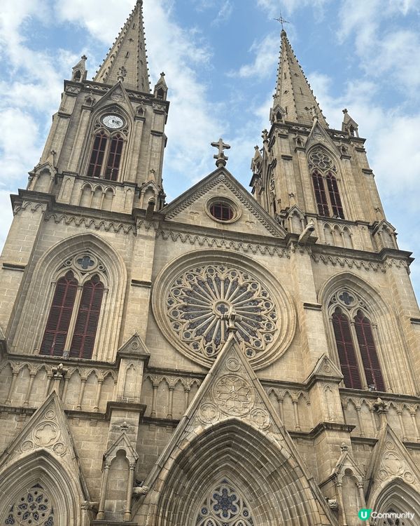 廣州不同景點七星岩，廣州塔，天主教堂