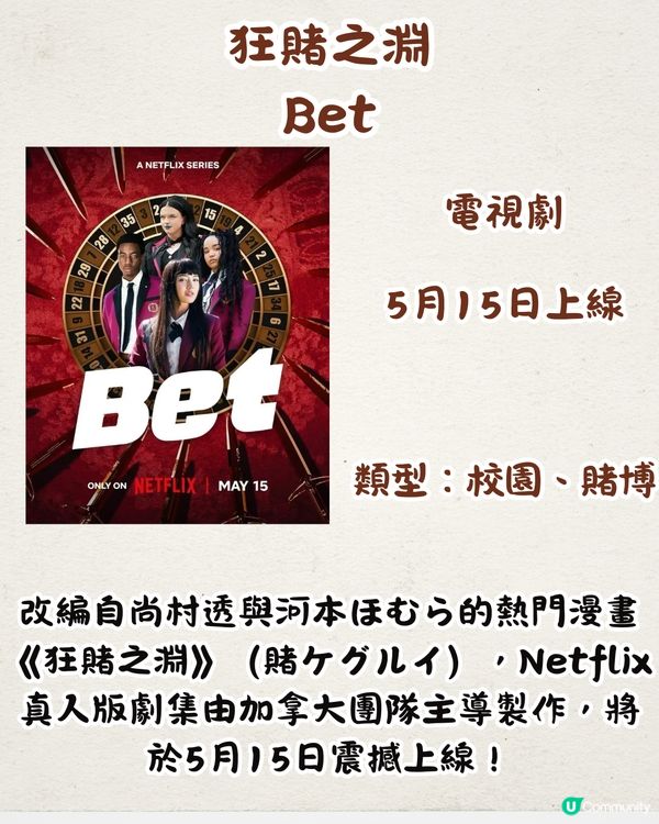 Netflix 5月上線片單🎬18部！假期煲劇清單🧾韓國人氣實境show/朴寶英1人飾演2角/謝盈萱新作/愛 x 死 x 機器人第四季