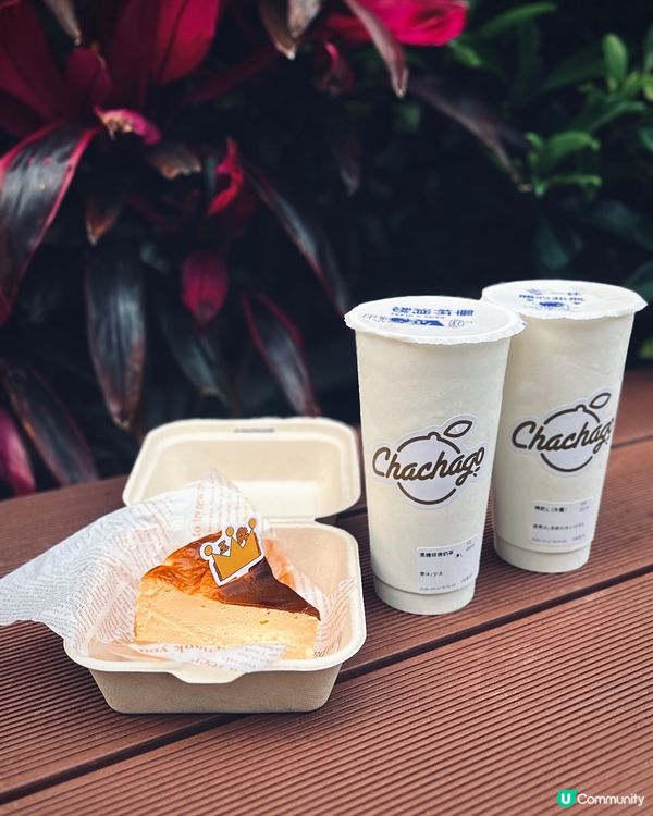 旺角台式街頭小食🧋黑糖珍珠奶茶+切件巴斯克蛋糕