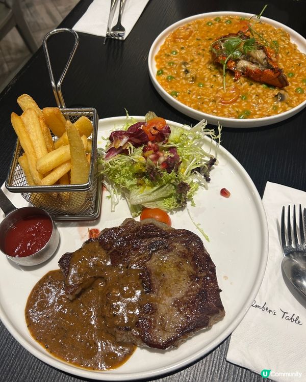 環境舒適，chill lunch. 肉眼扒七成熟啱啱好😋