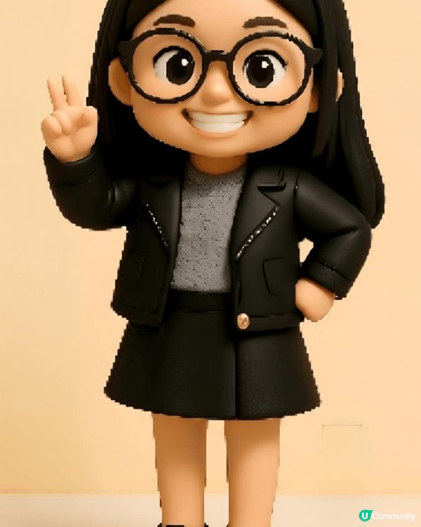 可愛嘅外型配合型格嘅皮外套造型
